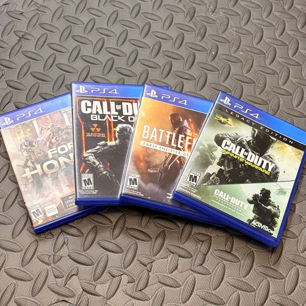 Sony PlayStation 4 Video Game Lot For Honor Call of Duty Black Ops 3 Battlefield